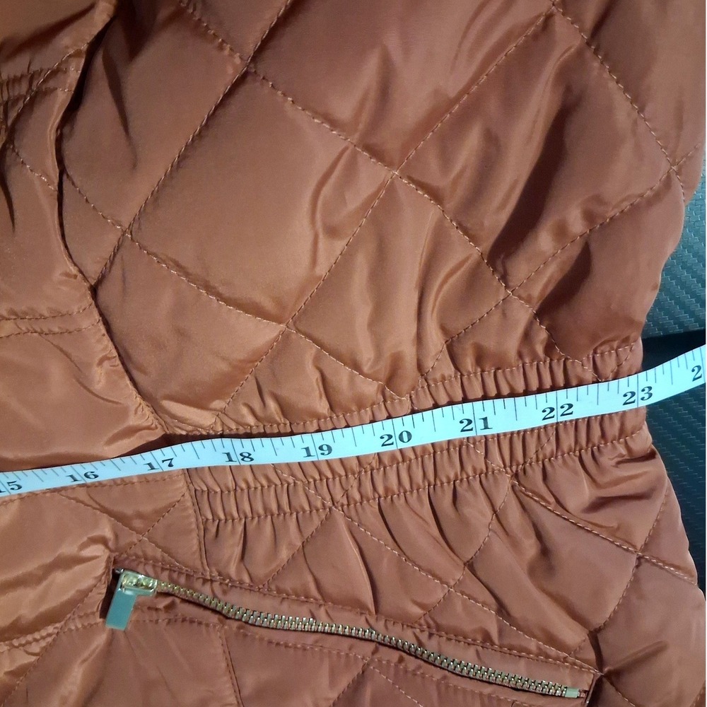 NWT Ashley Stewart‎ Plus Size 18/20 Quilted Puffer Jacket Cognac Brown Zip Up - Picture 10 of 11